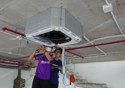 11-Cong-trinh-thi-cong-lap-dat-may-lanh-am-tran-LG-tai-Cafe-saigon-avenue-Quyen-Tran